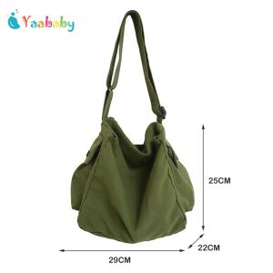 Hobo Tote Bag Zipper Closure Messenger Bags Large Capacity Canvas Shoulder Bag 11.4x9.8(H)x8.7(W)​in for Shopping Travel School