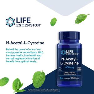 Viên Uống NAC N-Acetyl-L-Cysteine Life Extension Hỗ Trợ Gan Tăng Sinh Glutathione - - Giúp giảm triệu chứng của tình trạng bệnh liên quan đến hô hấp - Giúp tăng cường sức khỏe não bộ bằng cách điều chỉnh Glutamate và bổ sung Glutathione - Cải thiện khả