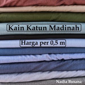 (05 m) Bahan Kain Katun Madinah Harga Per Setengah Meteran Polos Ori Premium Lembut dan Adem Untuk Baju Gamis