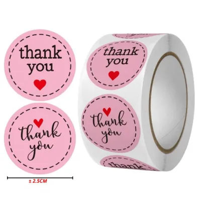 Sticker Thank You Roll Isi 500 Pcs Stiker Terima Kasih Warna Self Adhesive Seal Label Roll Sticker Thank You 2Cm Tempelan Ucapan Terimakasih Bulat 500pcs Segel Order Packing Motif Bunga Love Serbaguna PMB