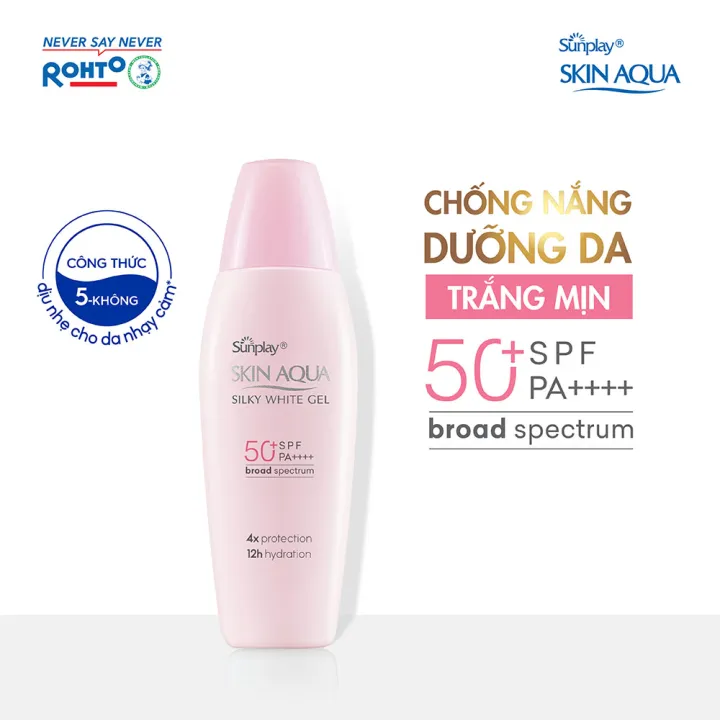 Kem chống nắng Skin Aqua dưỡng trắng & dưỡng ẩm, dùng hàng ngày dạng gel Sunplay Skin Aqua Silky White Gel Eco Việt Nam SPF 50, PA++++ 70g