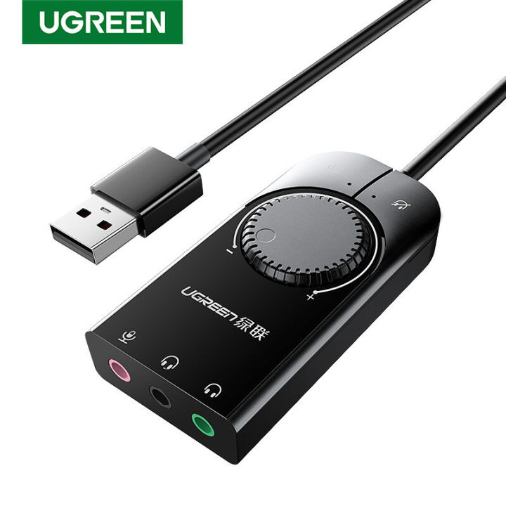 【cod】ugreen Sound Card Usb Audio Interface External 3 5mm Microphone Audio Adapter Soundcard For