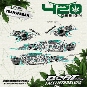 STRIPING STIKER BEAT NEW 2020 SAMPAI 2023 DELUX IIS TRANSPARAN UV MAXDECAL BENING - LIS STRIPING MOTOR BEAT STREET NEW TERBARU - KODE BN-UV - 420 Design