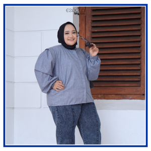 Ezpata Kemeja Jumbo Bigsize Wanita Kerja Kuliah Shella Blouse Polos Katun Madinah Premium Lengan Panjang LD 130cm Terbaru Termurah
