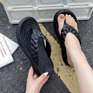 IELGY Thick-soled Flip-flops Womens Summer Wear Outside Non-slip Fashionable Soft-soled Sand