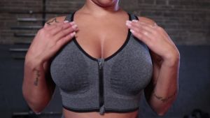 Fapreit Womens Sports Bra with Front Zipper – Seamless Wireless Post-Surgery Zipper Padded Racerback Workout Fitness Yoga Bra