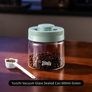 BINCOO Coffee Bean Stroage Jar Press Vacuum Seal Canister Glass Organizer Recordable Date 400/600/800/1200ML