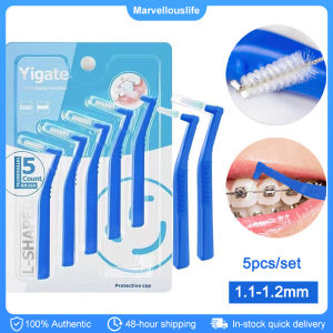 5pcs L-shaped Interdental Brush Ultra Fine 1.1-1.2mm Cleaning Brush Between Teeth Inter Dental Cleaning Care Tools