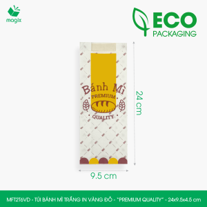 MFT2T6VD - 24x9.5x4.5 cm - 100 túi giấy đựng bánh mì túi đựng thức ăn mang đi túi take away