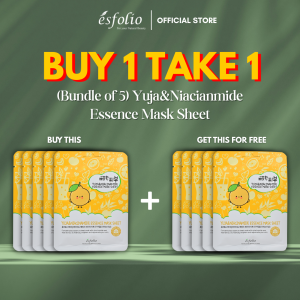 [BUNDLE of 5] Buy 1 Get 1 ESFOLIO Yuja&Niacinamide Mask Sheet | Brightening Face Mask Dark Spot