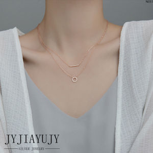 ✨J & Y SILVER✨【ในสต็อก】100% เงินสเตอร์ลิงสร้อยคอ S925เรขาคณิตวงกลมลายแฟชั่นเกาหลี Hypoallergenic เครื่องประดับของขวัญ N051