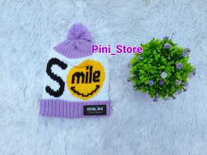 Topi Rajut Bayi Lucu Motif SMILE 0-3 Tahun