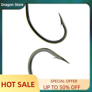 Dragon 100pcs Boxed Tube Maruse Hooks Black High Carbon Steel Coon And Sea Fishing Hooks With Ring And Barbed Wire