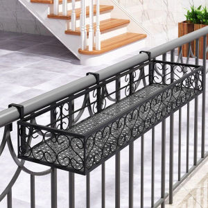 SG READY STOCK Adjustable Flower Rack Balcony Stainless Steel Rack Balcony Railing Flower Rack Hanging Plant Rack