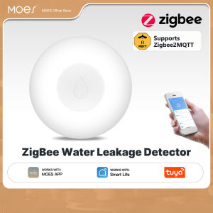 MOES ZigBee2MQTT 3.0 Flood Sensor Water Leakage Detector Water Tank Full Alert Overflow Security Alarm System Tuya Smart App Remote Control