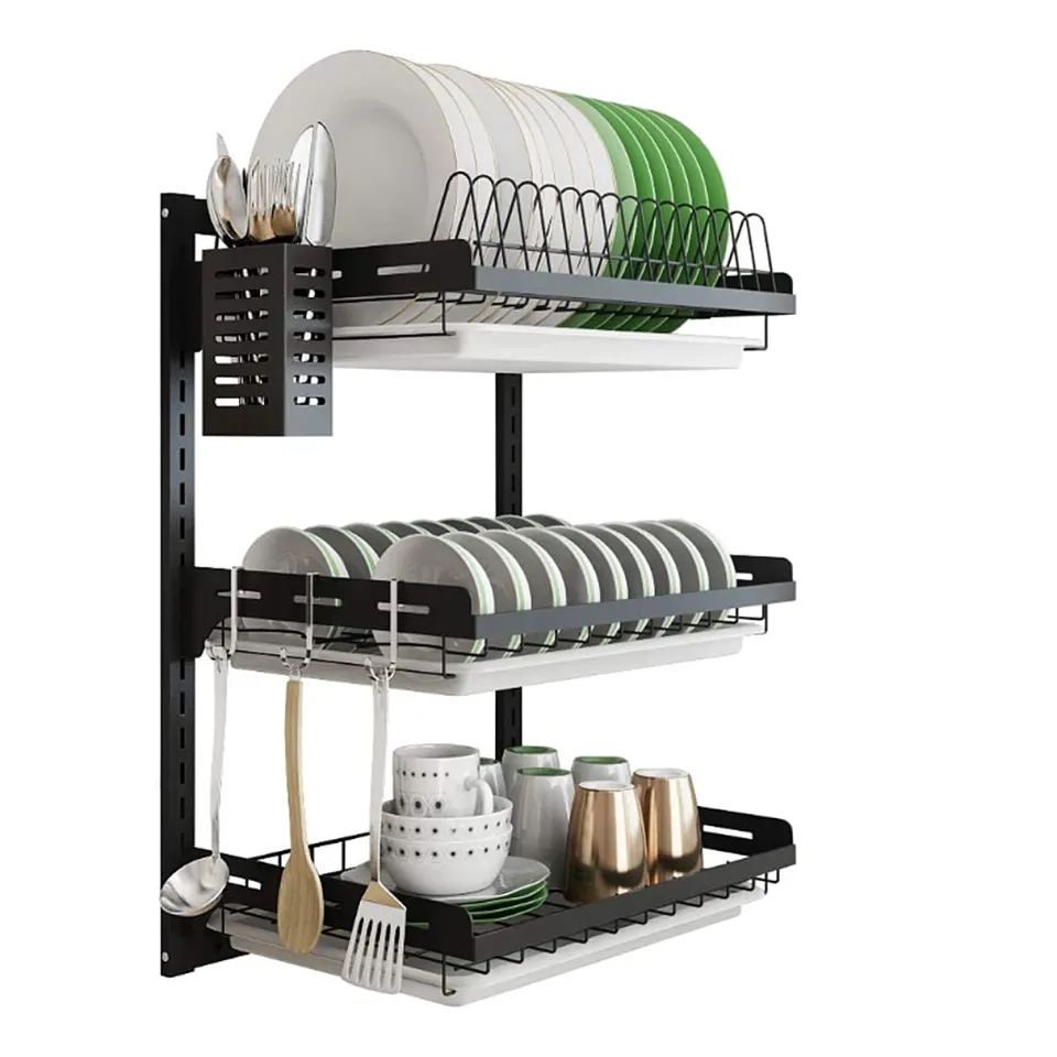 MY KITCHEN Hanging Dish Drying Rack Wall Mount Dish Drainer,3 Tier