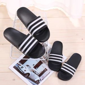 Dép nam nữ quai ngang kẻ sọc cao su êm chân chống trượt đi trong nhà iDÉP DL044 (Đen)