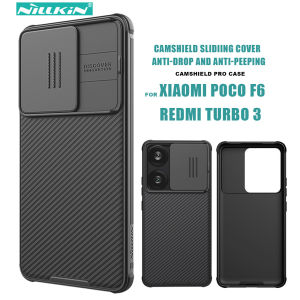 Nillkin Slide Cover Camera Protection Case for Xiaomi Poco F6 / Redmi Turbo 3 Soft TPU Edge PC Hard Back Cover CamShield Pro Phone Case