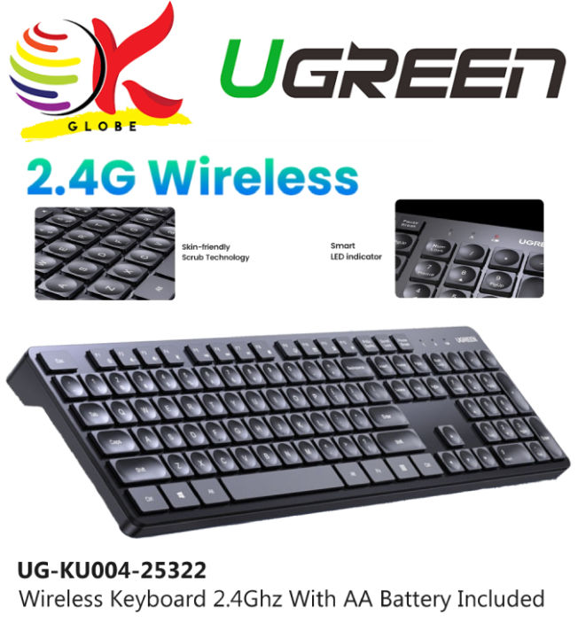 UGREEN UG-KU004-25322 WIRELESS KEYBOARD 2.4GHZ 104 KEYS CONCAVE KEYCAPS ...