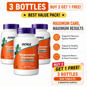 [BUY2 FREE1][100% ORIGINAL] NOW Magnesium Glycinate 180 Tablets High Absorption Magnesium Supplement Sleep Stress Muscle Support Halal Friendly Ready Stock MY