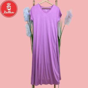 Dress Panjang Pantai Wanita Lengan Pendek Bahan Adem RGB Homedress Semata Kaki Spandex Halus Tebal Nyaman Untuk Acara Formal & Semi Formal - XELLEA