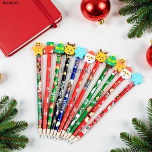 [COD] Bsuimki 12Pcs Giáng Sinh Bút Chì Với Phim Hoạt Hình Tẩy Santa Claus Xmas Cây Bút Chì Bằng Gỗ Cho Học Sinh Đồ Cung Cấp Học Sinh Trẻ Em Của Quà Tặng