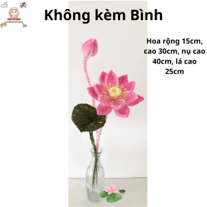 ( Làm sẵn) Hoa Sen khổng lồ làm bằng kẽm nhung Hoa handmade đầy đủ màu sắc kích thước 25x40cm
