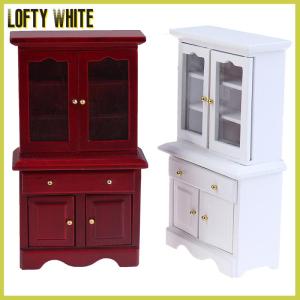 Lofty White 1/12 dollhouse Miniature Furniture ตู้ไม้อเนกประสงค์ตู้หนังสือรุ่น Toy