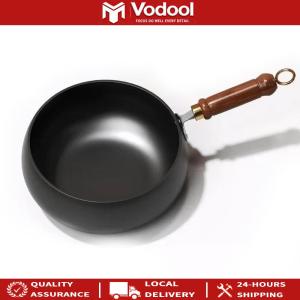Belly Shape Non-Stick Cooking Pan Anti Scald Handle Flat Frying Pot Multifunctional Soup Pot 9.4 Inch for Kitchen Camping