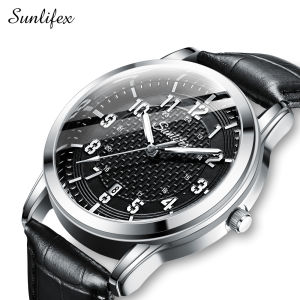 Sunlifex Jam Tangan Pria Original Anti Air Bercahaya Quartz Dewasa Ori Kasual Jam Tangan Cowok 7009