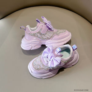 SHUNAICHI  Children Shoes Girls Sneaker City-friendly Stomping Shoes School Trainers Butterfly-knot New Rhinestone tenis Sport Shoes I02214