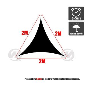Black 420D Sun Shade Sail Waterproof Oxford Canopy 98% UV Blocking and Water Resistant Sunshade Cloth for Outdoor Terrace Garden Backyard Garden