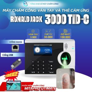 Máy Chấm Công Vân Tay  Ronald jack  3000TID-C | máy chấm công quốc dân được nhiều doanh nghiệp chọn dùng / độ bền cao tương thích với nhiều phần mềm chấm công  phần mềm misa phần mềm kiot