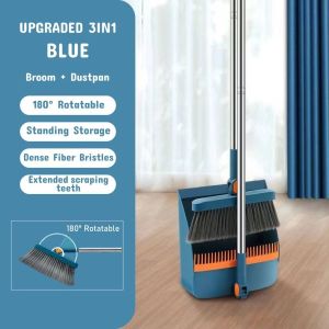 Goldstar 3in1 Broom with Dustpan Combo Set for Sweeping Outdoor and Indoor Collapsible Brooms and Dustpans Sets with Long Handle for Pet Hair