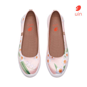 UIN Menorca 3 Womens Ballet Shoes Art Painted Slip On Floral Lightweight Flats Shoes