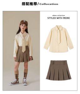 HF Kids Shirt Korean Fashion New Princess Long Sleeve Shirt Flower Embroidery Cute Cartoon All-match Boys Girls Shirts For Kids baju budak perempuan murah cantik style 22121410