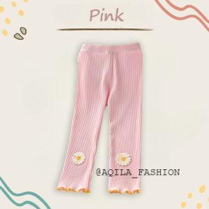 AQILA - Celana Legging Motif Daisy - Legging Panjang Anak Perempuan Rib