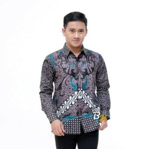 Kemeja Batik Lengan Panjang Warna Hitam Ukuran M L Xl XXL Motif Terbaru