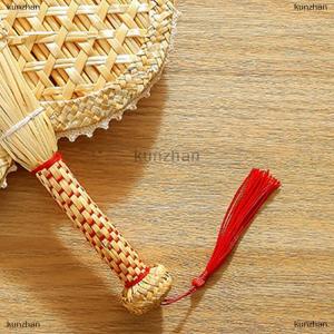 [COD] kunzhan 1Pcs Round Natural Pushan Environmentally Friendly Chinese Style Decorative DIY Woven Fan Cooling Fan Home Decoration Hand Fans