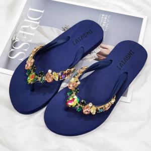 Sandal Jepit INGVIVI Wedges 158-5 / Sandal Ingvv Swarovsky Wedge Permata / Spons / Spon Flip Wanita Sendal Flat