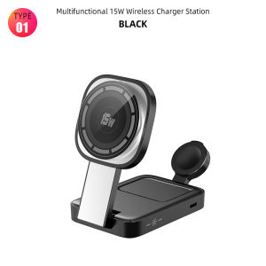 Wireless Charger 15W Magnetic For iPhone16 15 14 13 12 Pro Max Mini 16Plus/ iWatch/Airpods Foldable Wireless Charging Station 3in1