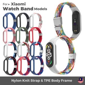 Replacement Strap Loop for Xiaomi Mi Band 7 / 4 5 6 FULL BODY Nylon Knit Wristband TPE Frame Smart Band Cover