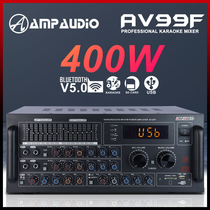 Ampaudio AV99F Karaoke Amplifier Bluetooth Stereo Amplifier Wireless