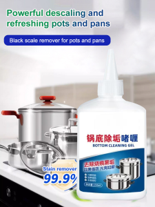 Stainless Steel Cookware Cleaner Black Stain Remover Burnt Food Degreaser Household Pot Bottom Remover Cleaning Gel Degreasing Descaling Stainless Steel Kitchenware Special Cleaner