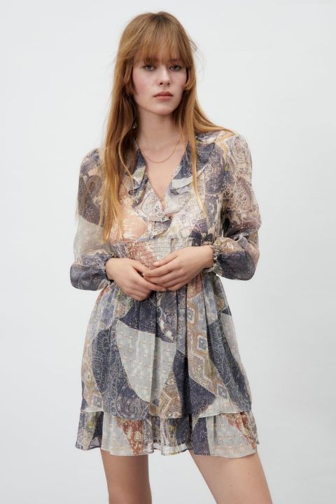 chinese dress ladies Rust Zara Double Layered Dress