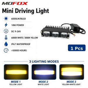 MOFOX G8 Laser Gun Motorcycle Mini Driving Light Dual Color Hi/Lo Spotlight Auxiliary Light IP67 MDL