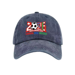 World Cup Washed Print Baseball Cap for Women Vintage Casual Duckbill Cap Outdoor Sun Hat for Men