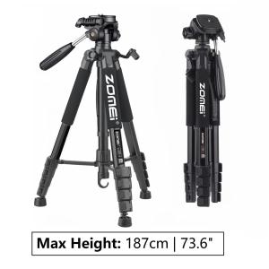 Chân máy di động hợp kim nhôm Zomei cao 187cm / 736in cho máy ảnh DSLR Canon Nikon Chân đế điện thoại chụp ảnh toàn cảnh 360 độ2026
