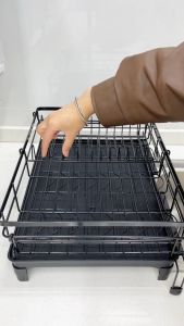 SJORAGE On Hand🔥Expandable 31-57.5cm 2Tier Dish Drying Rack with Removable Utensil Holder Kitchen Plate Dish Organizer Countertop Sink Storage