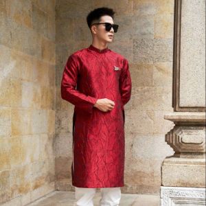 Áo dài Cách Tân [H&H] Áo Dài Cưới Áo Dài Đỡ Tráp May Sẵn Vải Gấm Cao Cấp Màu Đỏ Sang Trọng Nổi Bật Tôn Da Tặng Kèm Phụ Kiên Cài Áo